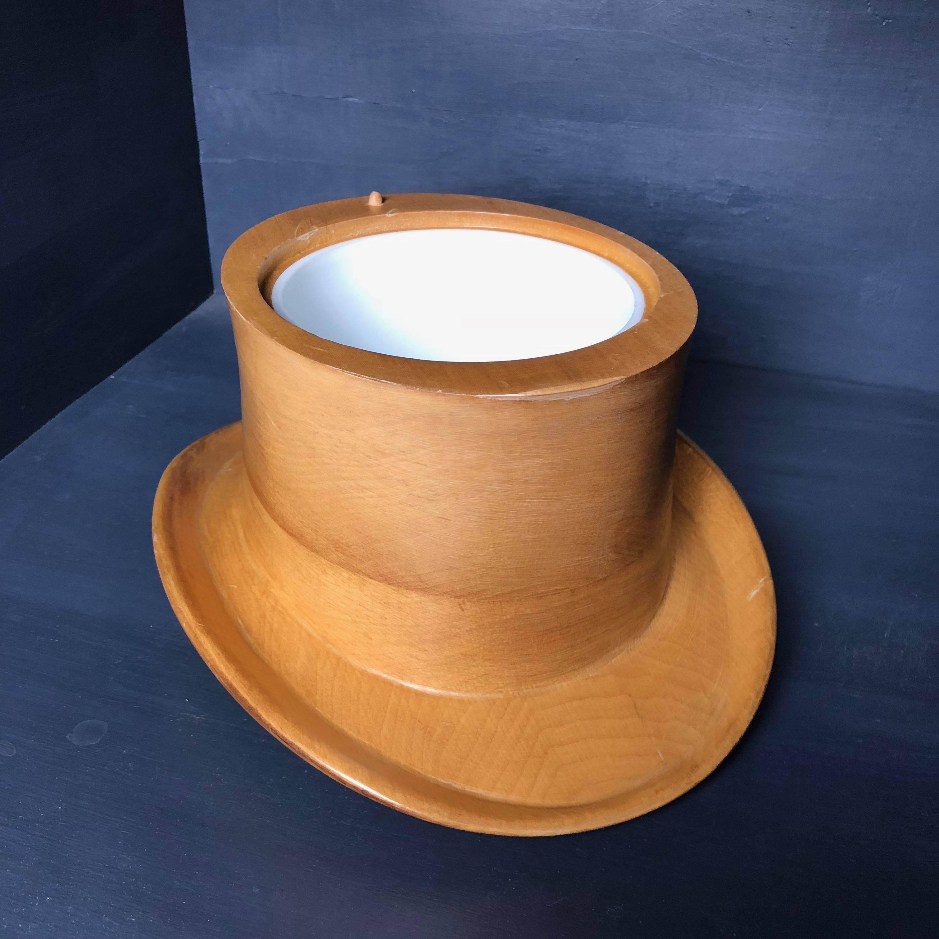 Wooden Ice Bucket in the Shape of a Top Hat, 1970, Mid-Century Modern 1