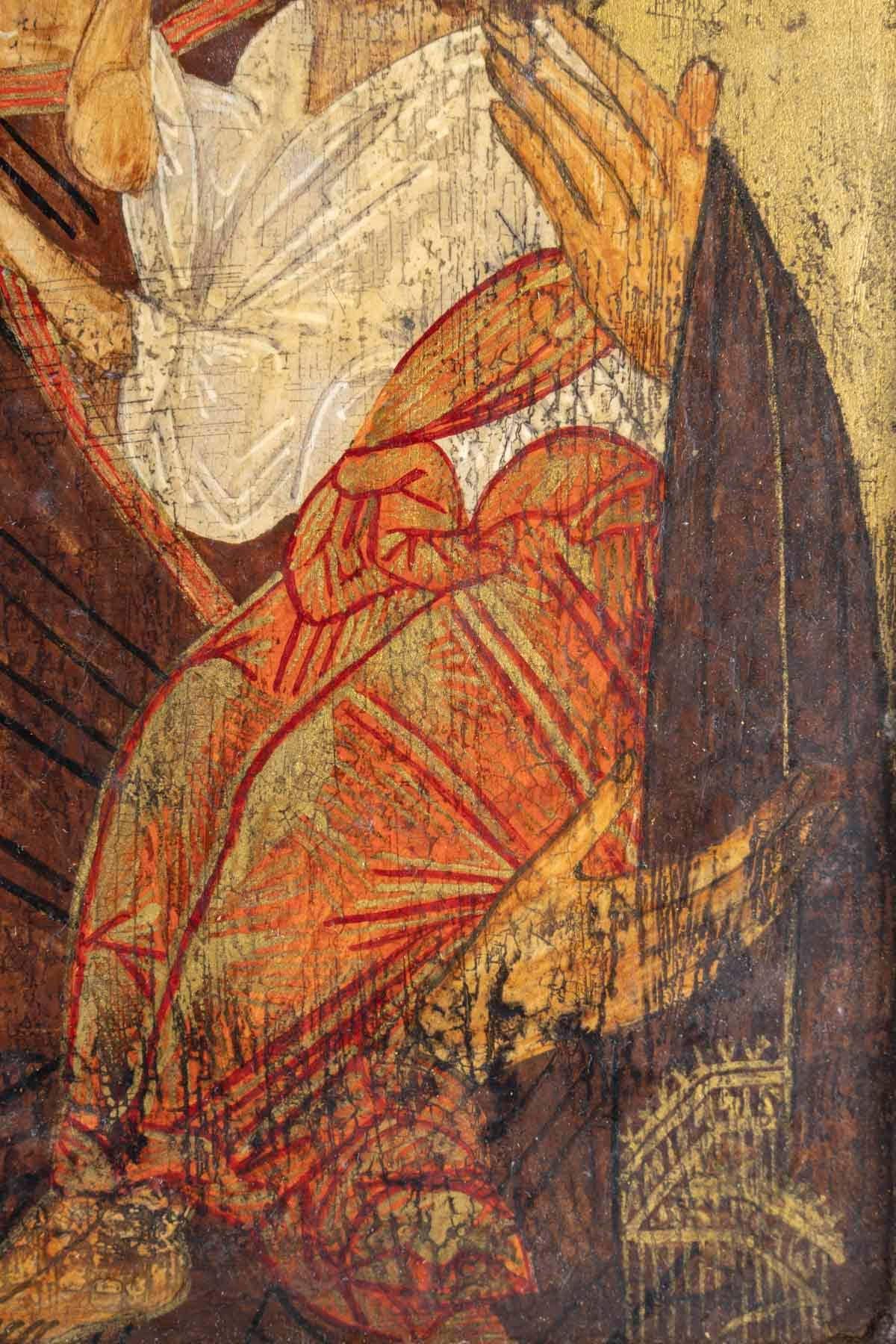 Wooden Icon, Russian Religious Art, 20th Century. In Good Condition For Sale In Saint-Ouen, FR