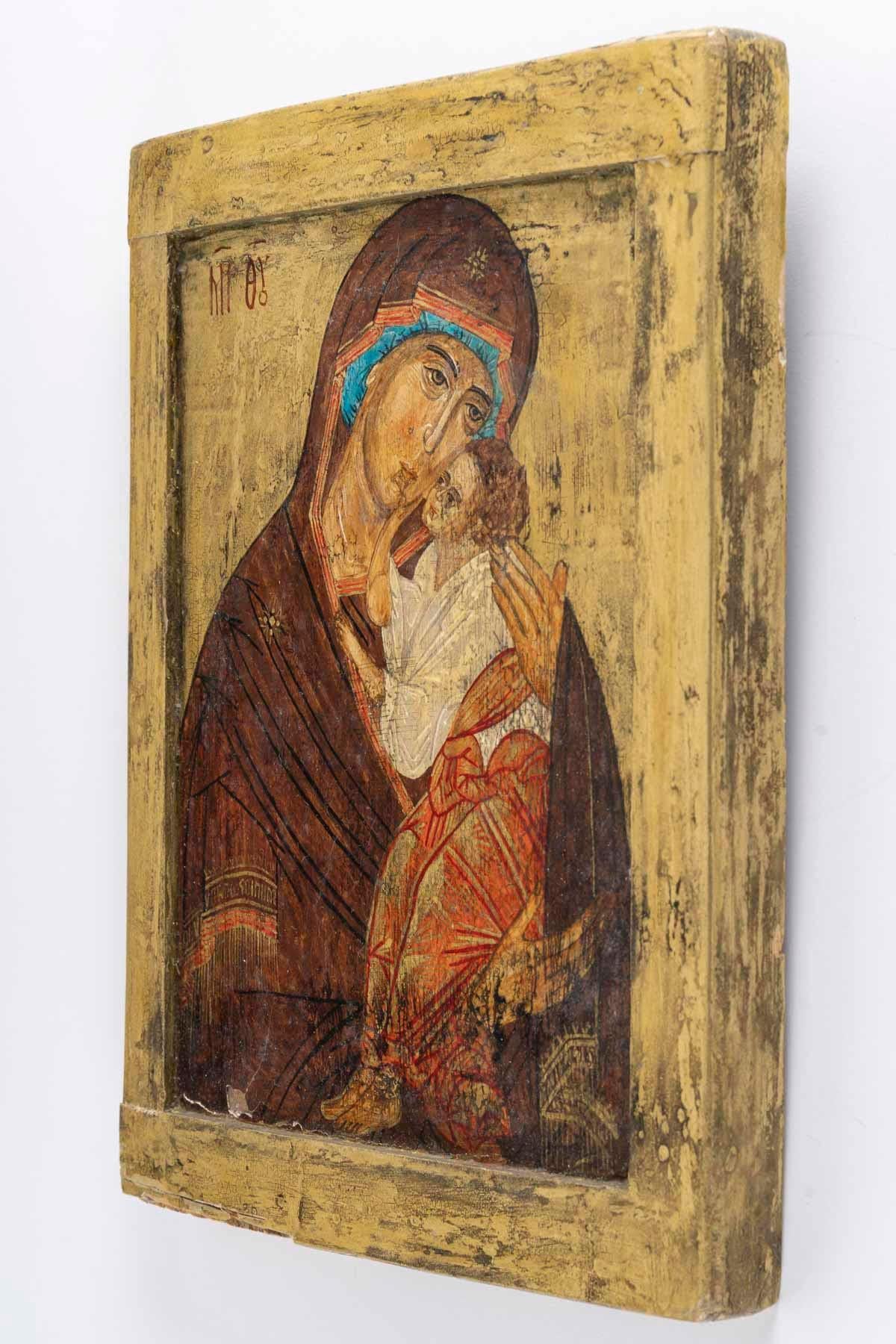 Wooden Icon, Russian Religious Art, 20th Century. For Sale 1