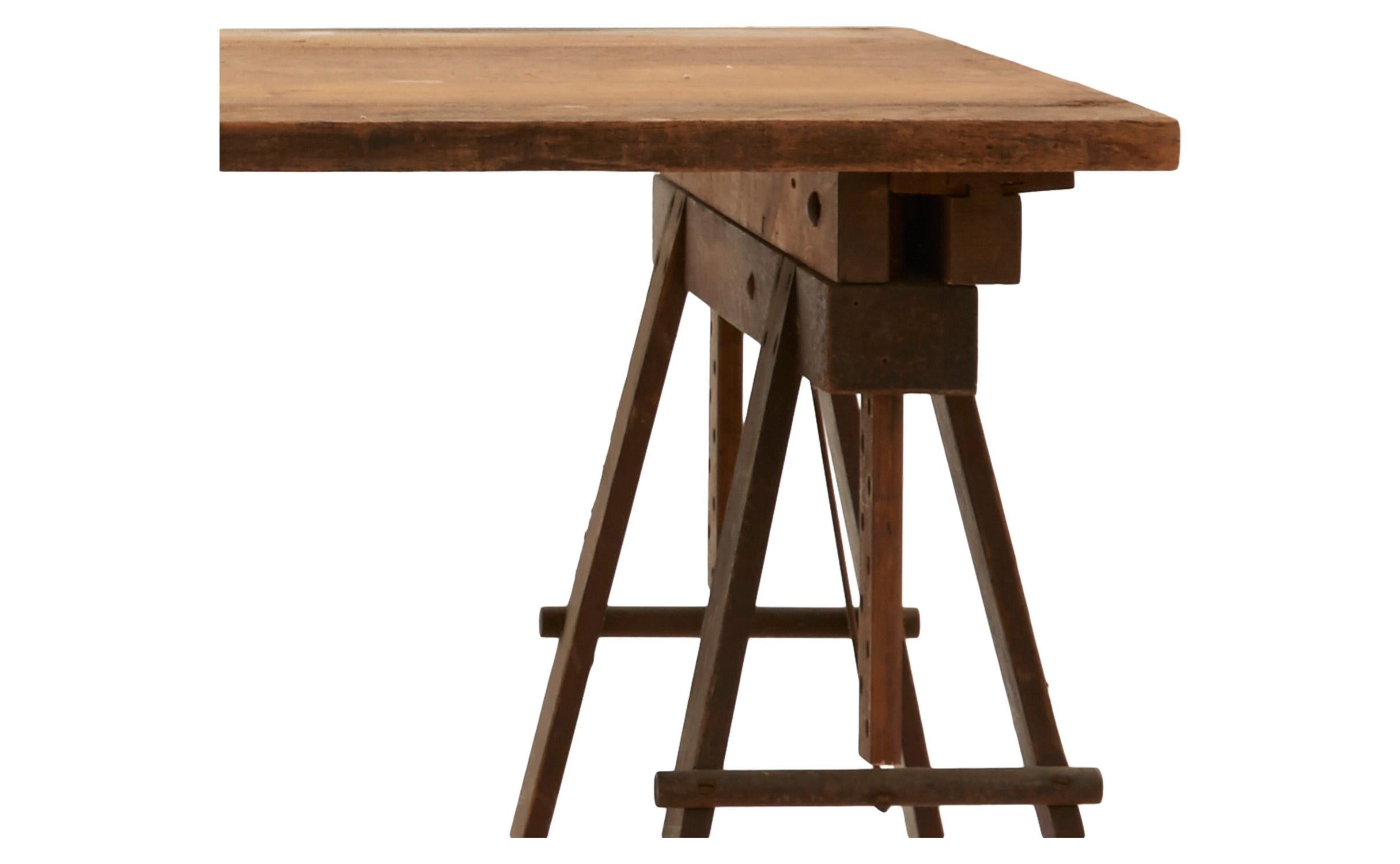 Wooden Industrial Drafting Table In Good Condition In Chicago, IL