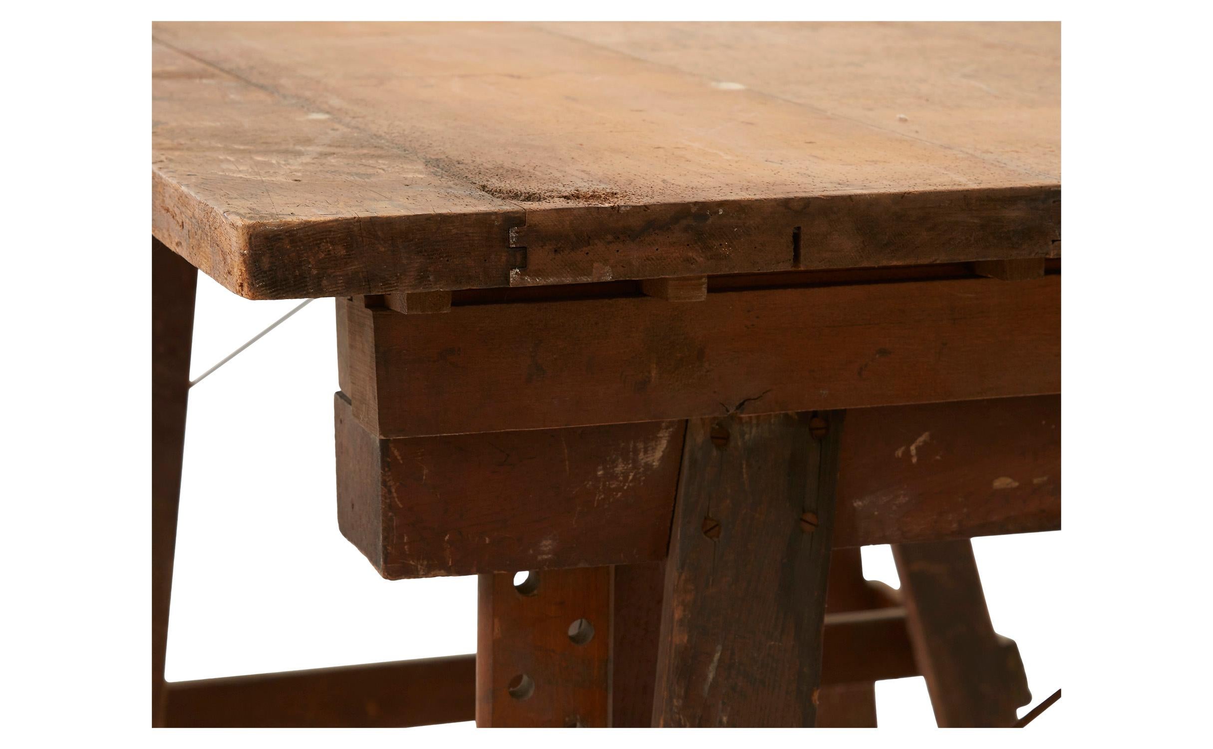 20th Century Wooden Industrial Drafting Table