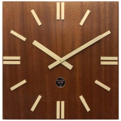 Vintage Wooden Industrial Factory Wall Clock by Pragotron
