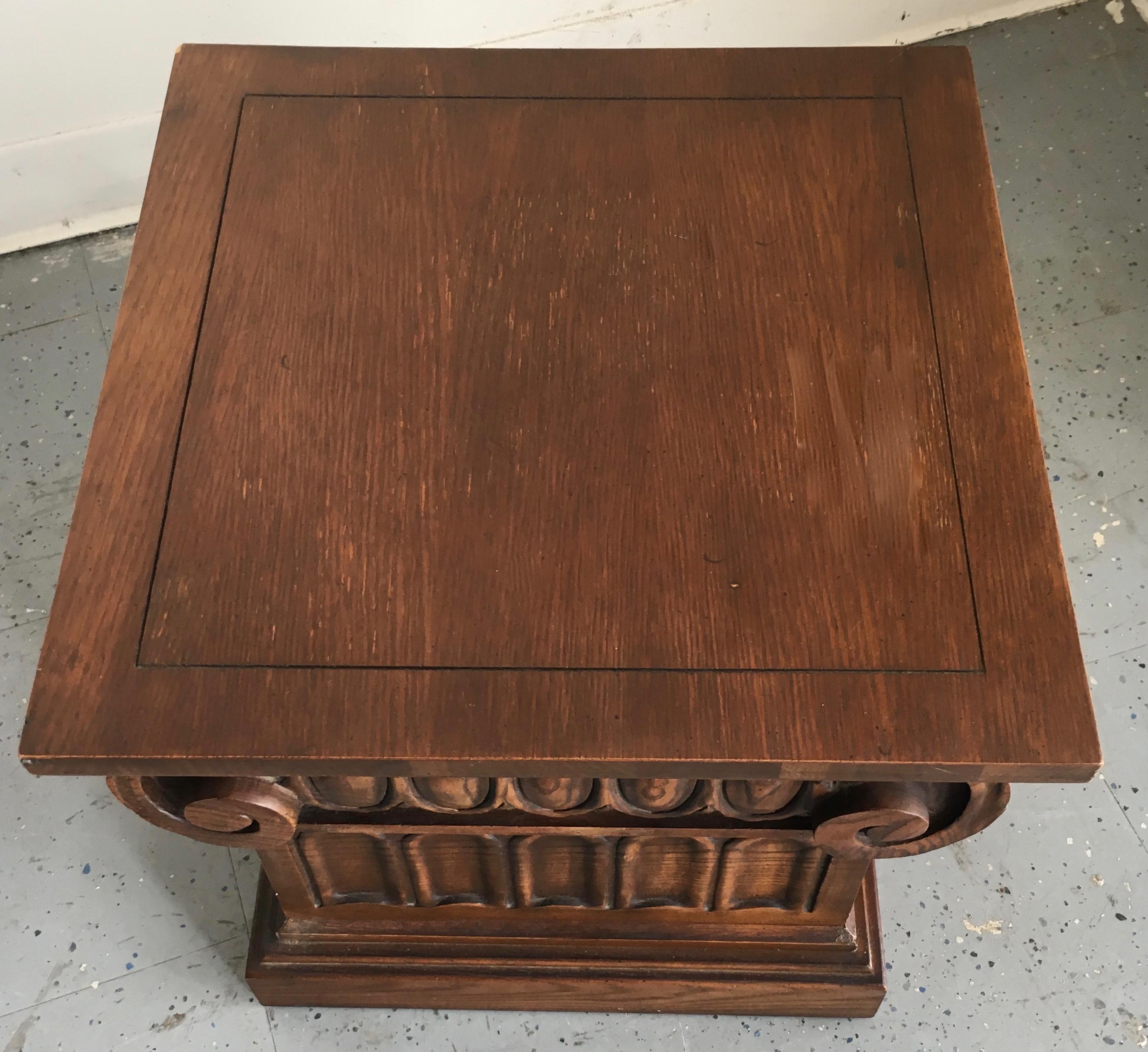 20th Century Wooden Ionic Column Side Table Stool