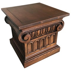 Wooden Ionic Column Side Table Stool