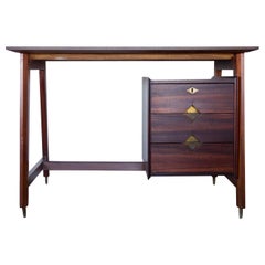 Wooden Italian Writing Desk with Brass Details