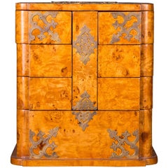 Wooden Jewelry Box in Art Deco Style with Maple Root Veneer