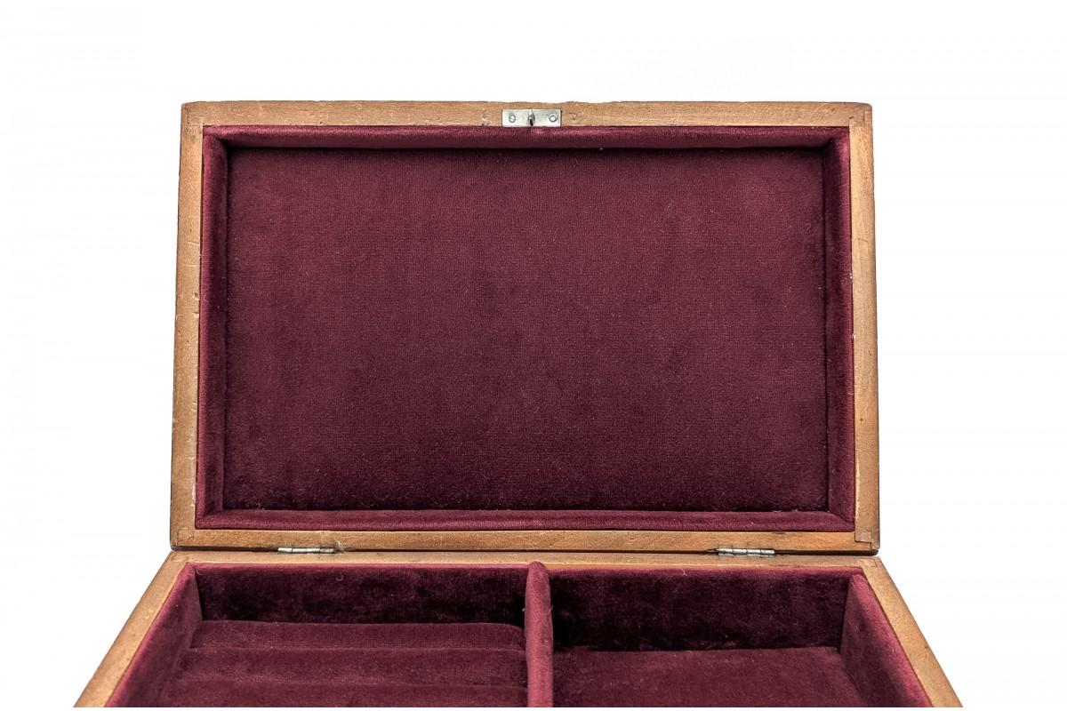 Wooden jewelry box, Poland, early XX century In Good Condition For Sale In Chorzów, PL