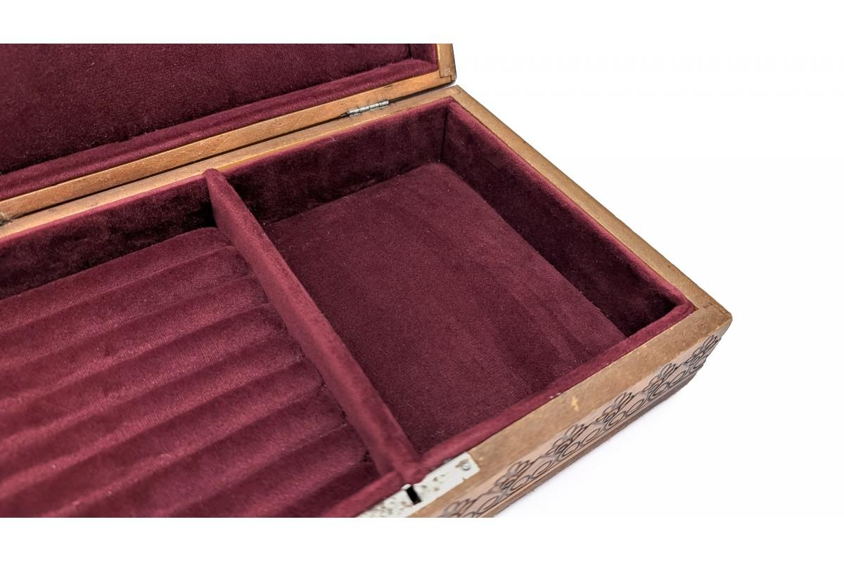 Women's or Men's Wooden jewelry box, Poland, early XX century For Sale