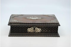 Wooden jewelry box with silver applications