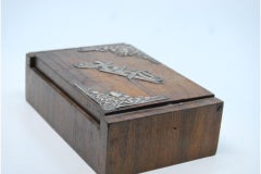 Wooden jewelry box with silver applications