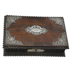 Wooden jewelry box with silver applications