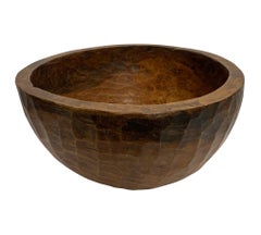 Wooden Large Carved Bowl, India, 19th Century