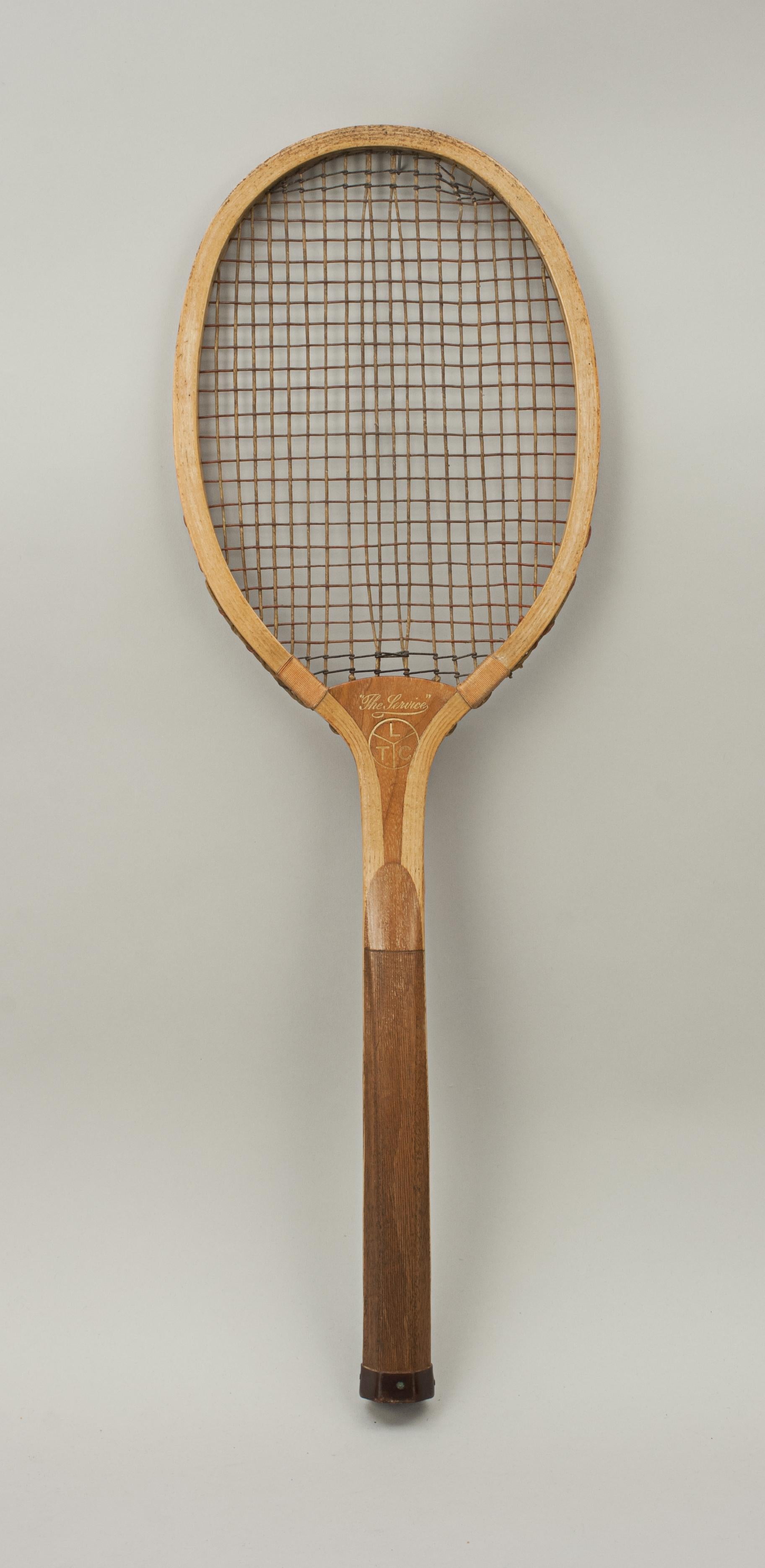 Early 20th Century Wooden Lawn Tennis Racket, the Service, Ltc For Sale