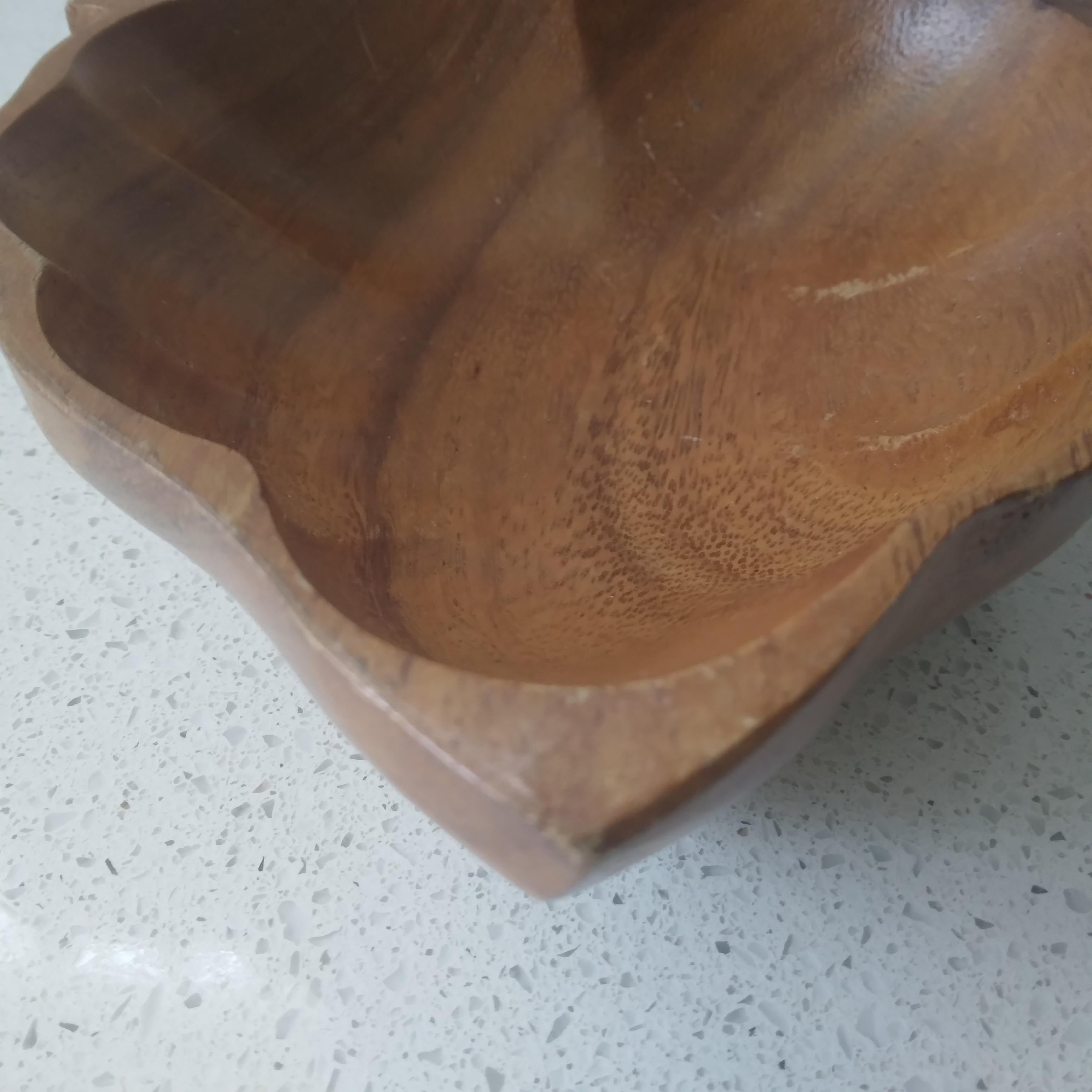 Unknown Wooden Leaf-Shaped Dish For Sale