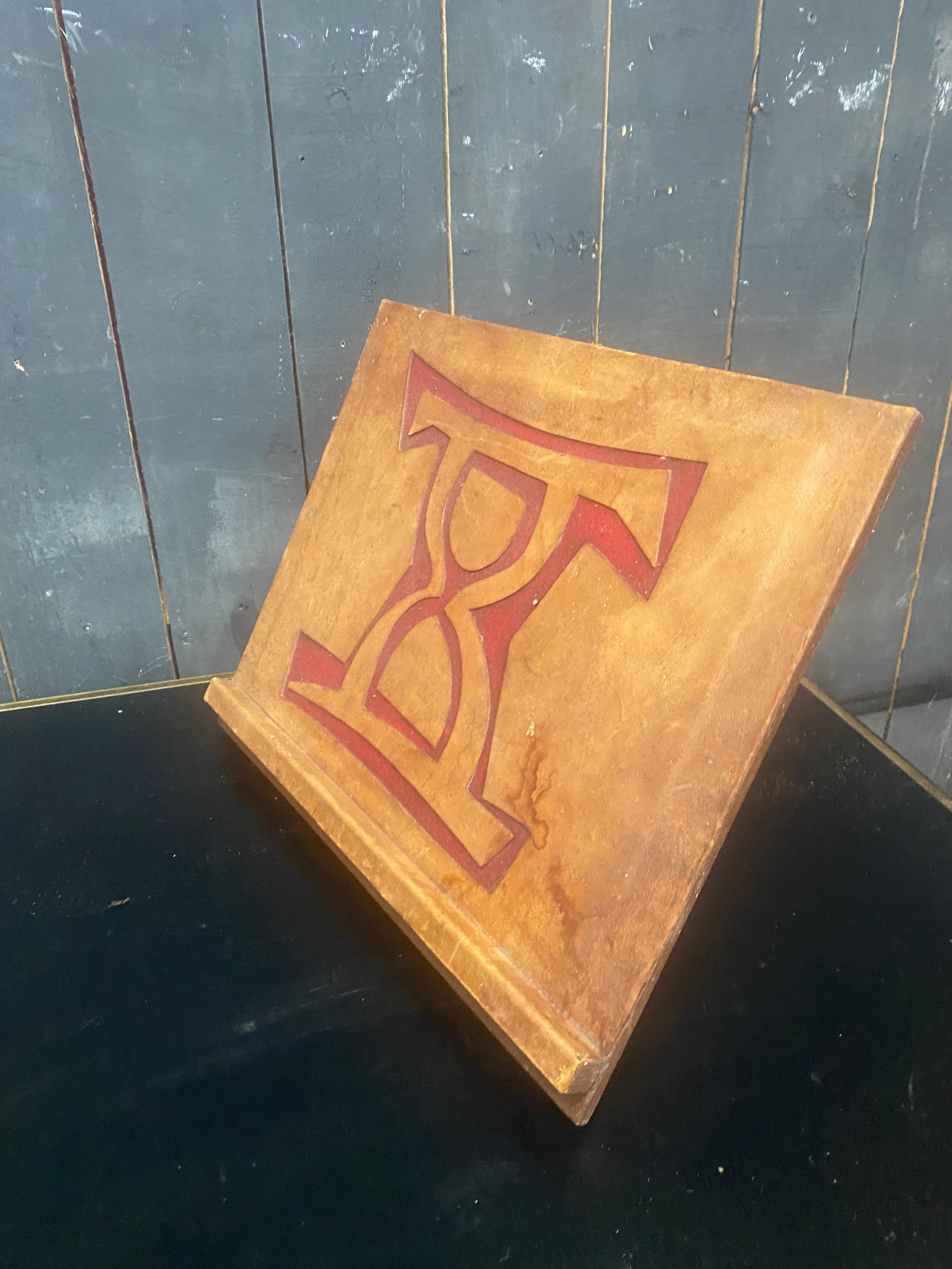 wooden lectern covered in leather circa 1960 For Sale 1
