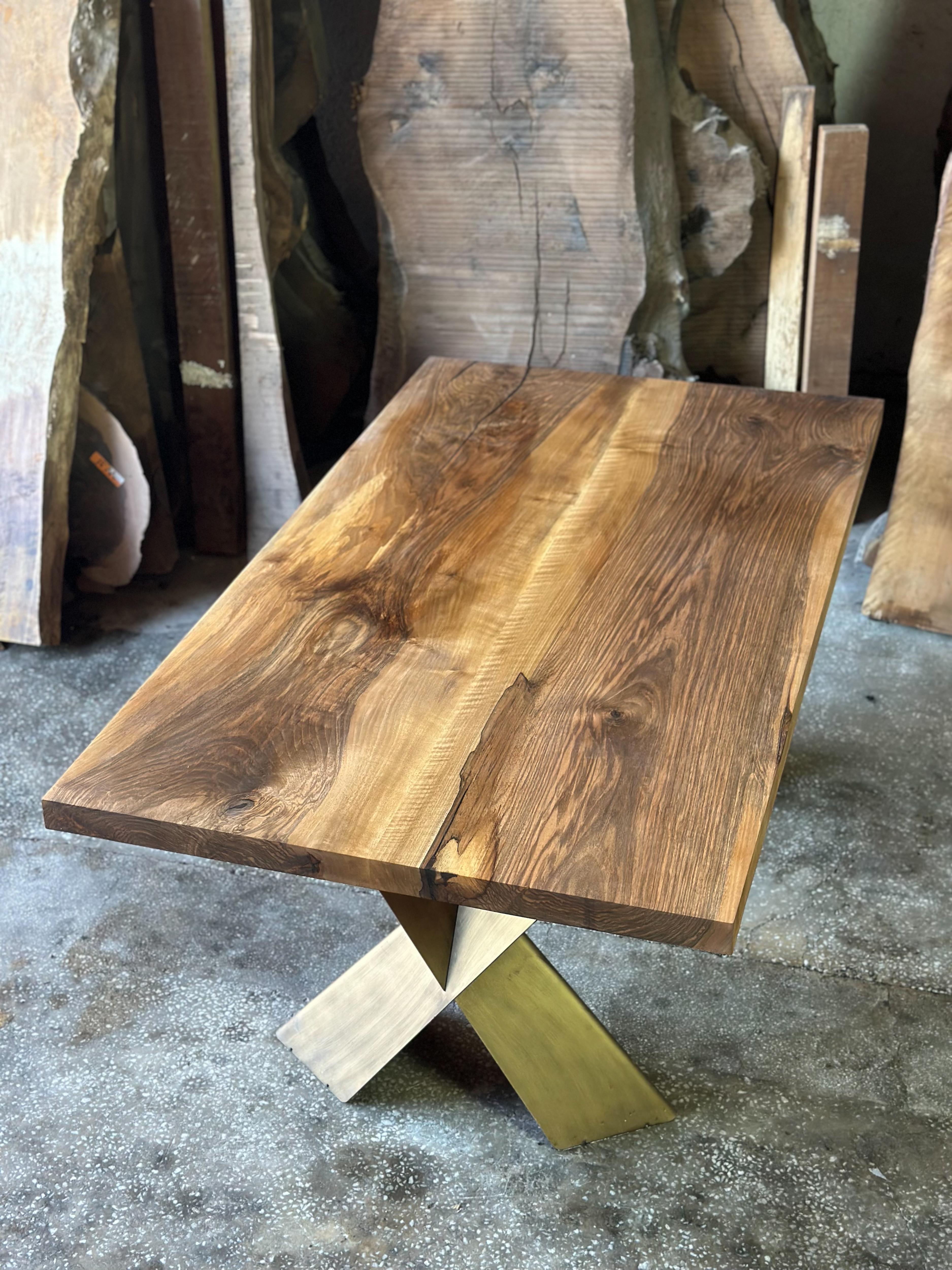 Rustic Wooden Live Edge Black Walnut Custom Dining Table For Sale 3