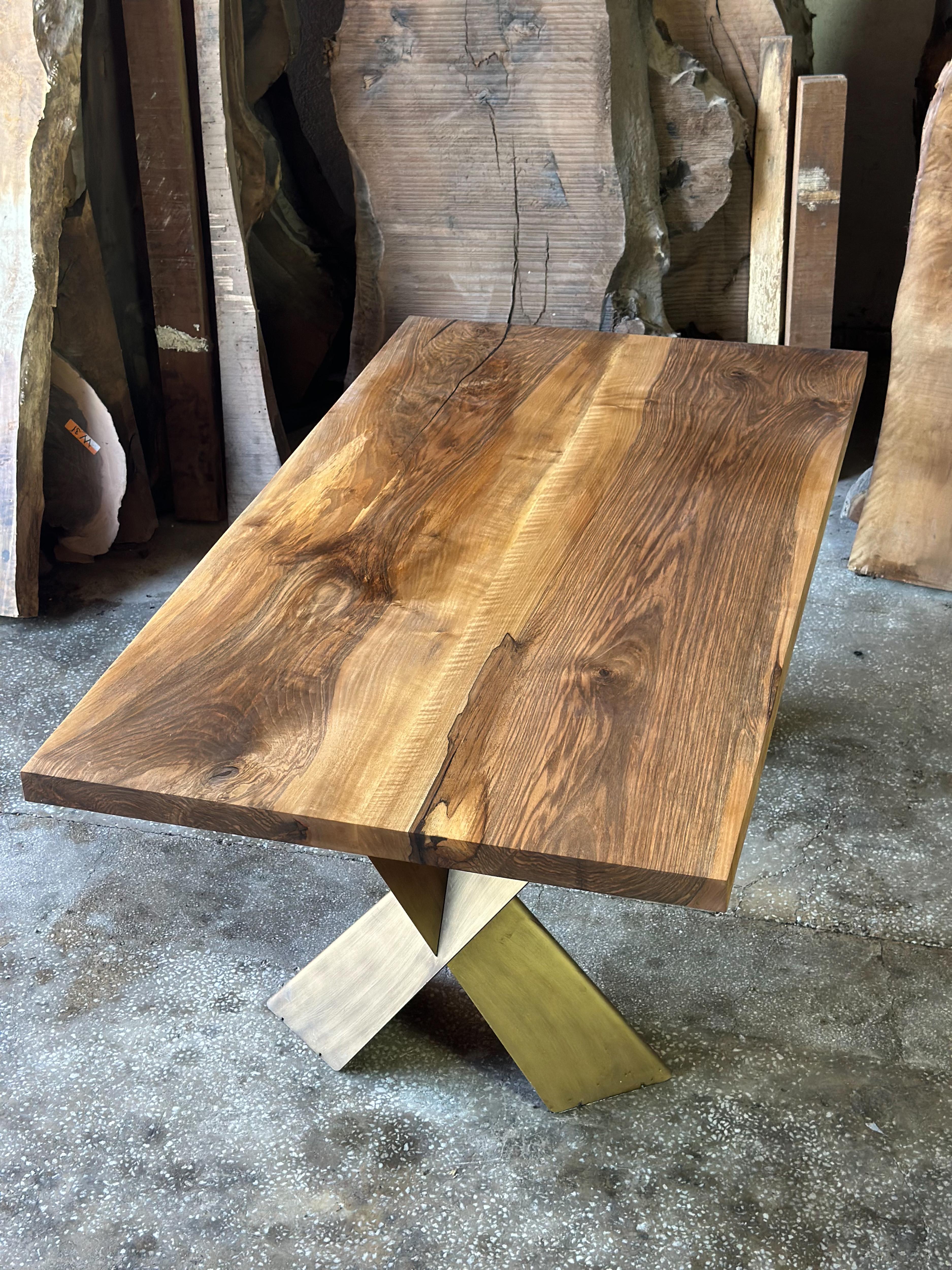 Rustic Wooden Live Edge Black Walnut Custom Dining Table For Sale 4