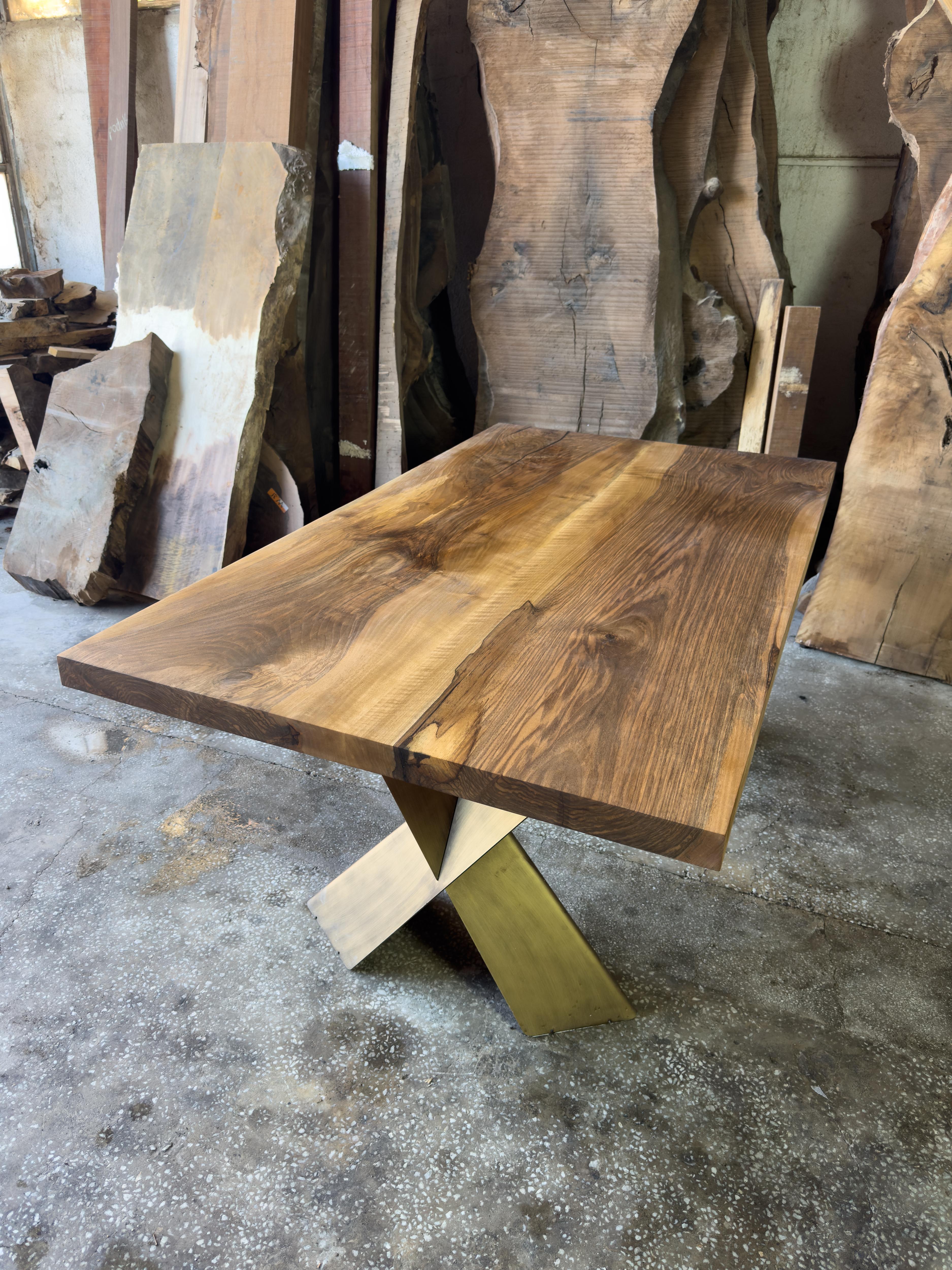 Rustic Wooden Live Edge Black Walnut Custom Dining Table For Sale 1