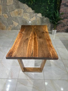 Wooden Live Edge Custom Dining Table - Walnut Table