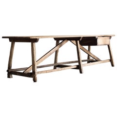 Wooden Long Work Table from Spain, 1850s