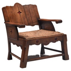 Wooden Lounge Chair, Easy Chair Arts & Crafts, Wabi-Sabi, Craftsman, 1920's