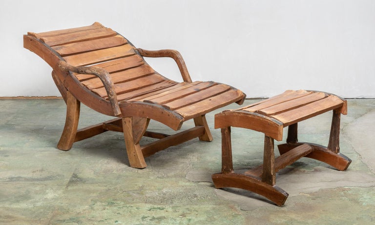 Wooden Lounge Chair With Foot Support For Sale At 1stdibs