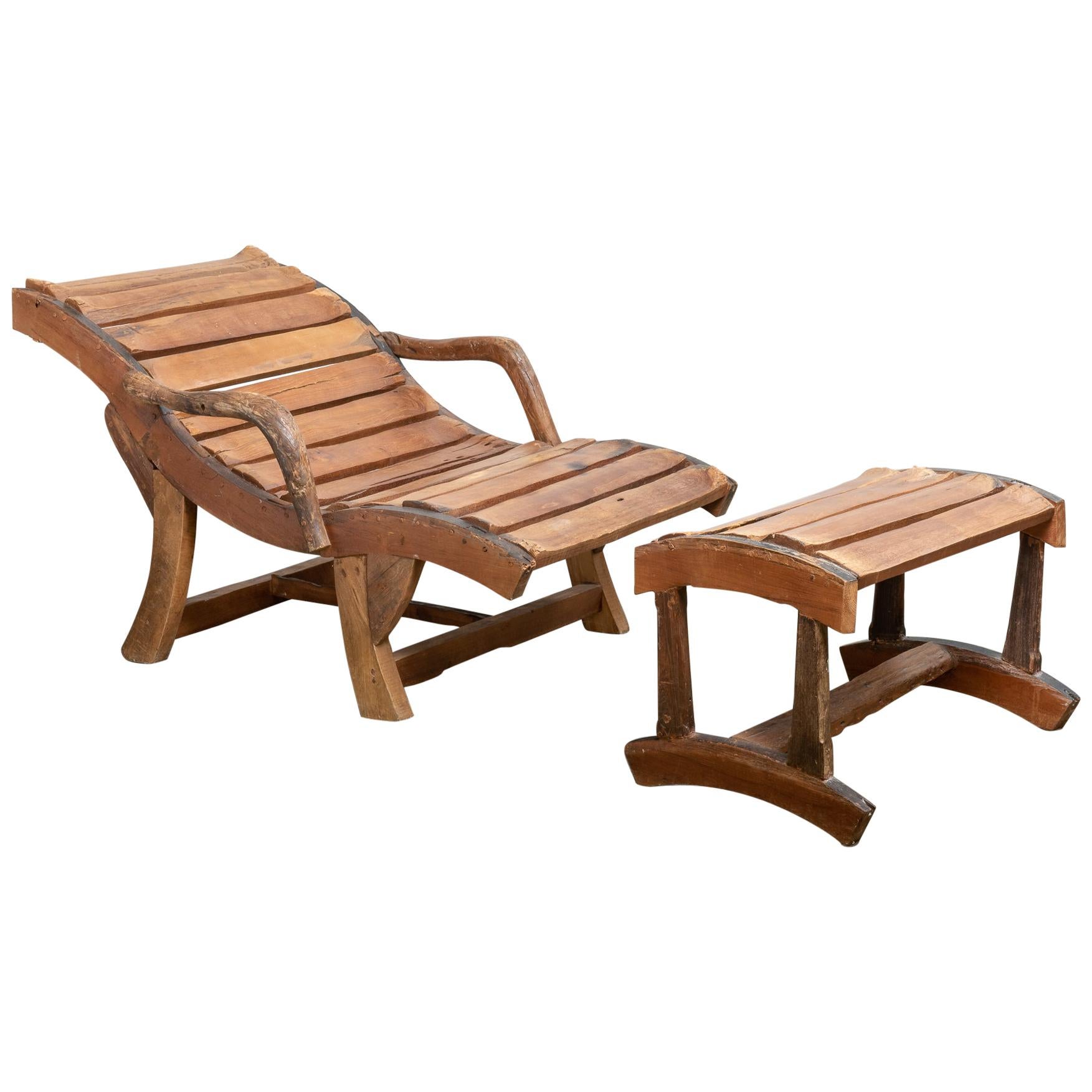 Wooden Lounge Chair with Foot Support