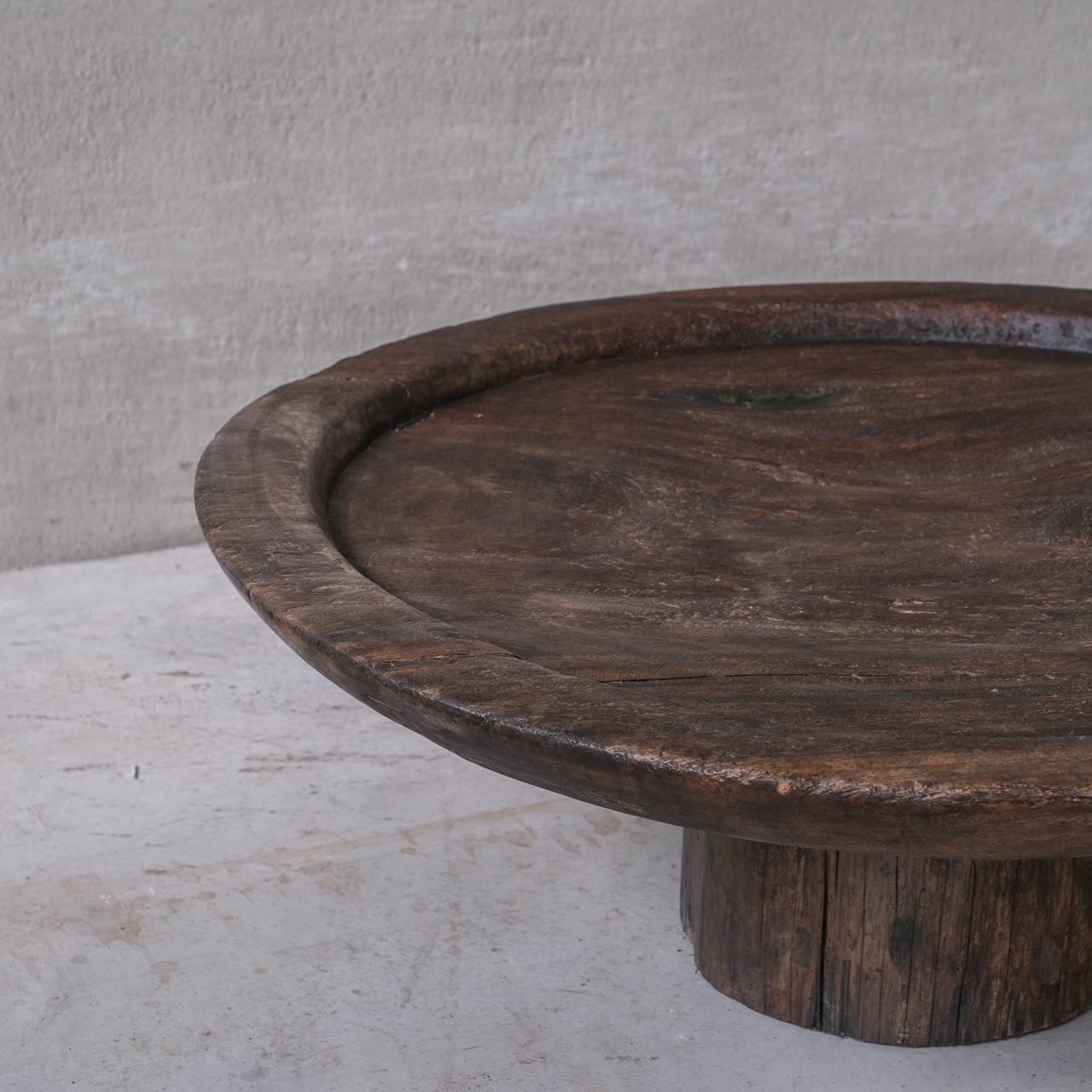 Nepalese Wooden Low Circular Primitive Coffee Table
