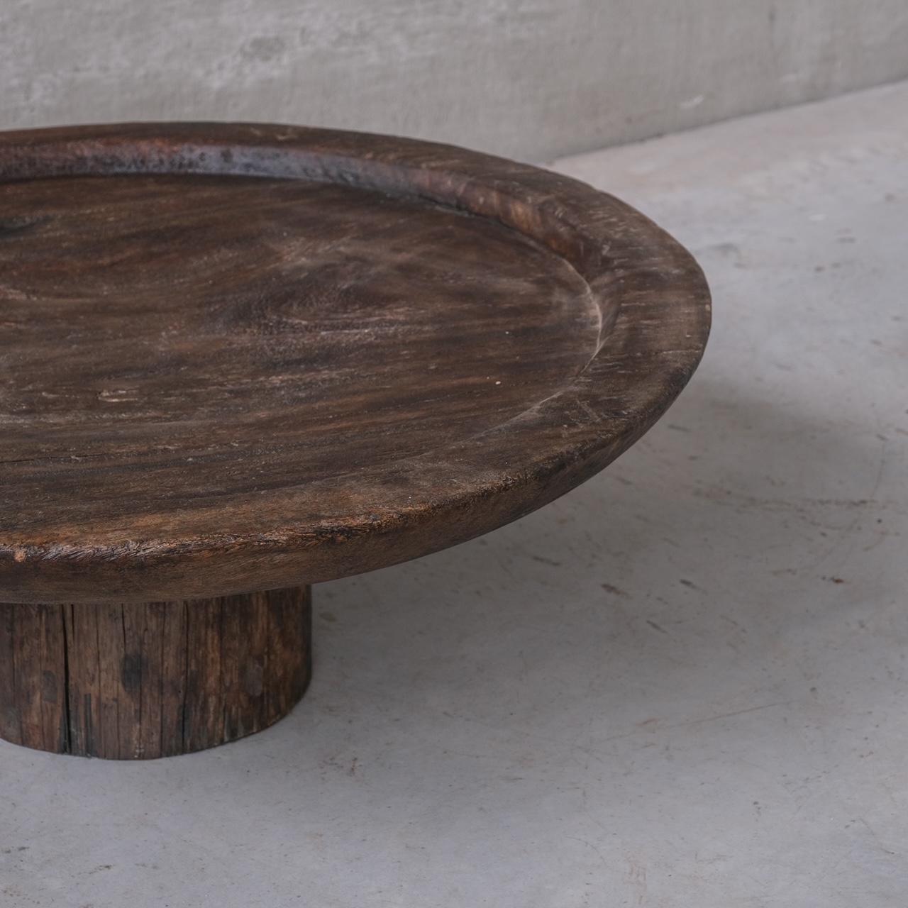 Wooden Low Circular Primitive Coffee Table In Good Condition In London, GB