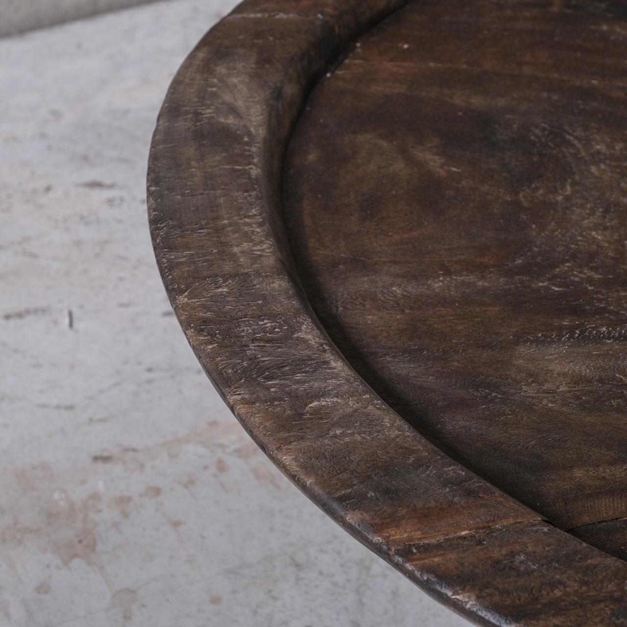 20th Century Wooden Low Circular Primitive Coffee Table