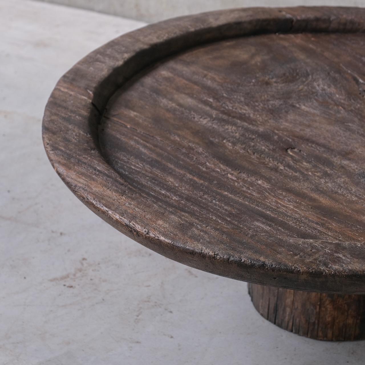 Wooden Low Circular Primitive Coffee Table 2