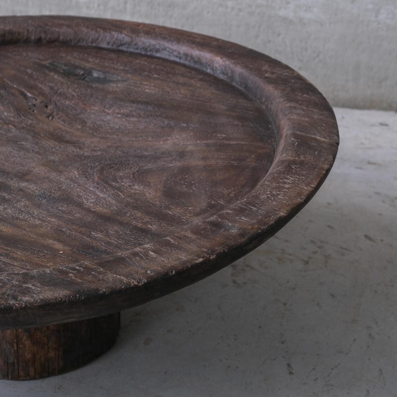 Wooden Low Circular Primitive Coffee Table 3