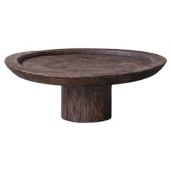 Vintage Wooden Low Circular Primitive Coffee Table