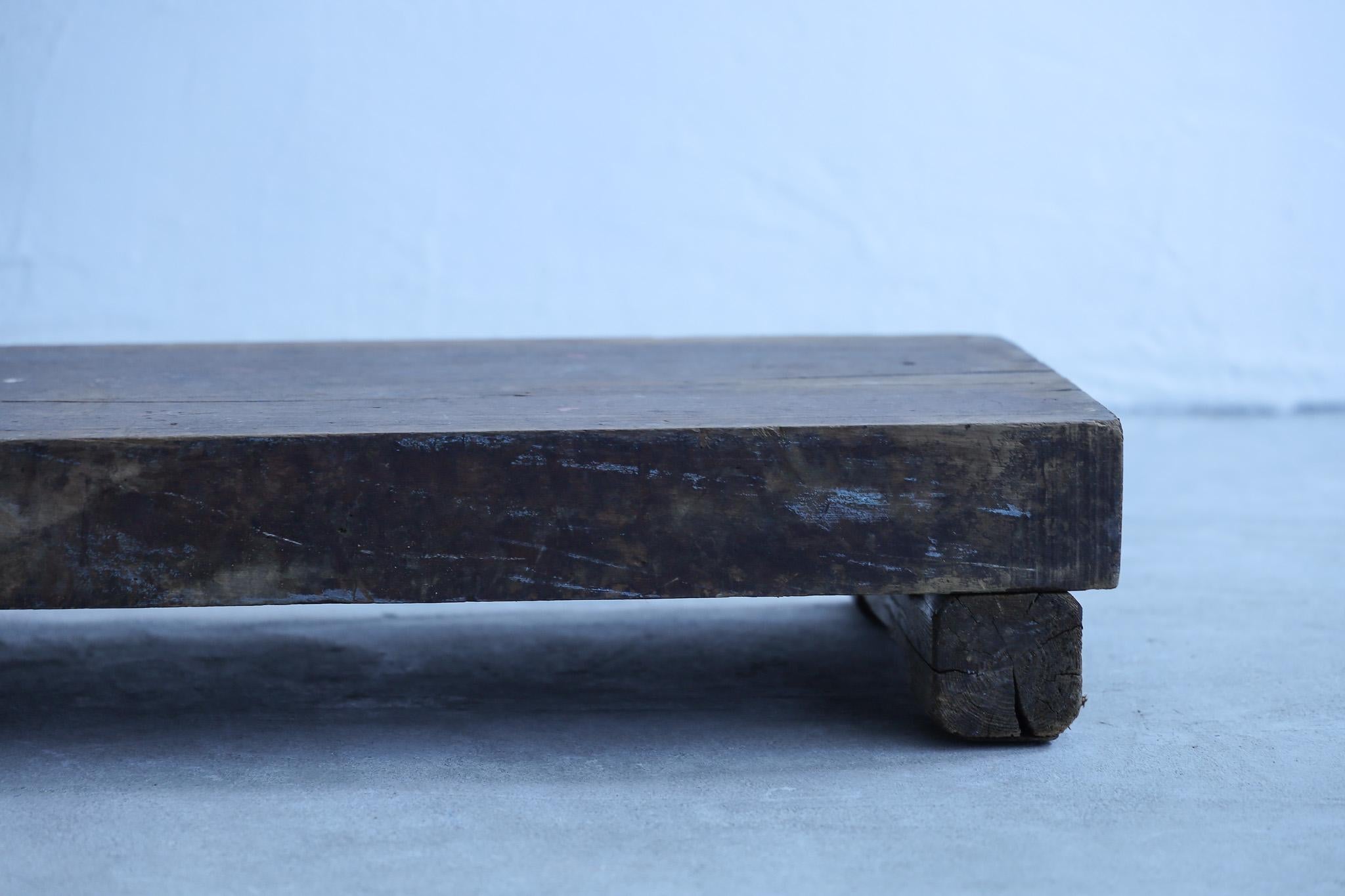 Wooden Low Table, Japanese Antique, Wabi-Sabi, Mingei For Sale 11