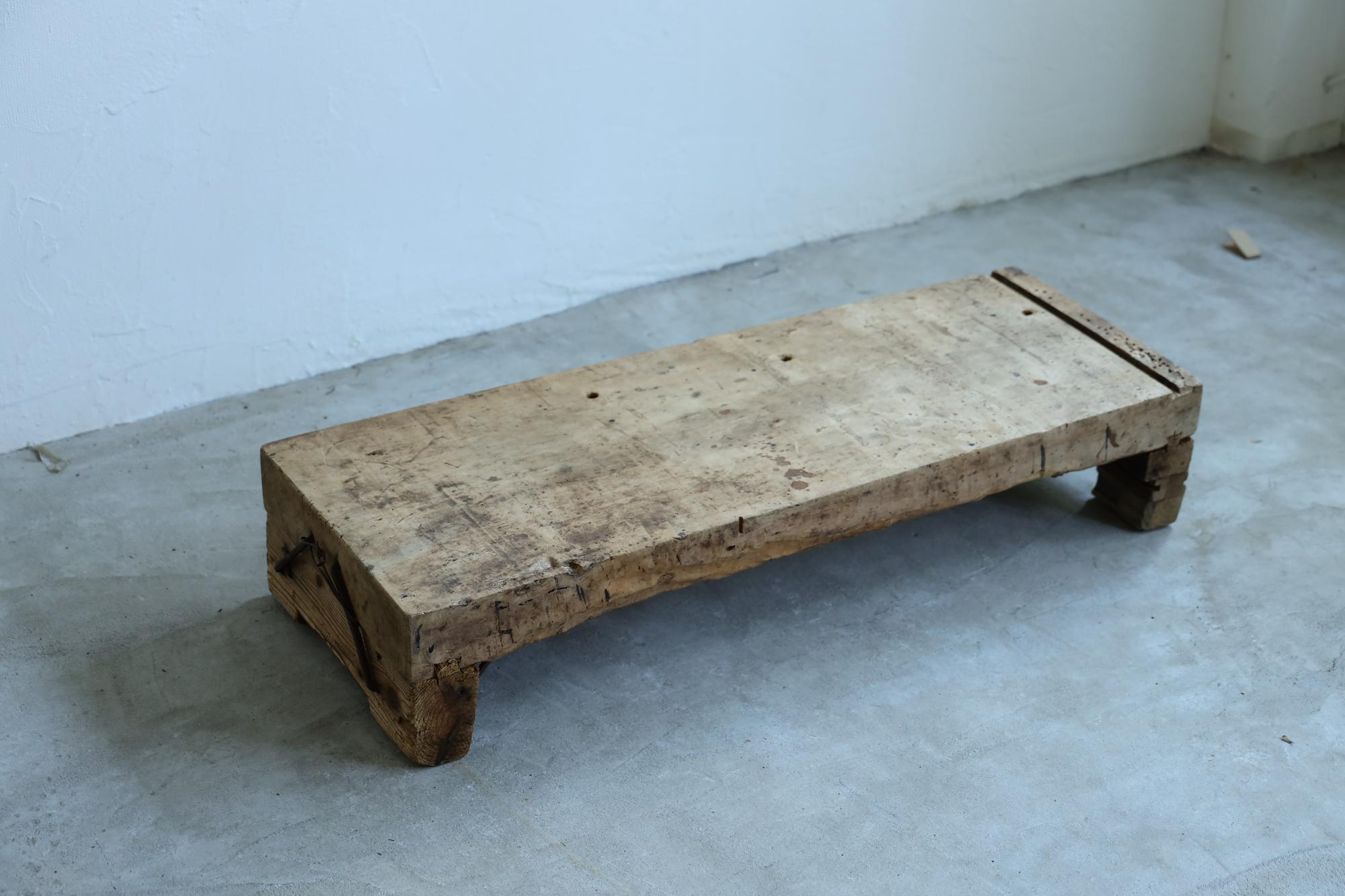 Wooden Low Table, Japanese Antique, Wabi-Sabi, Mingei In Fair Condition In Katori-Shi, 12