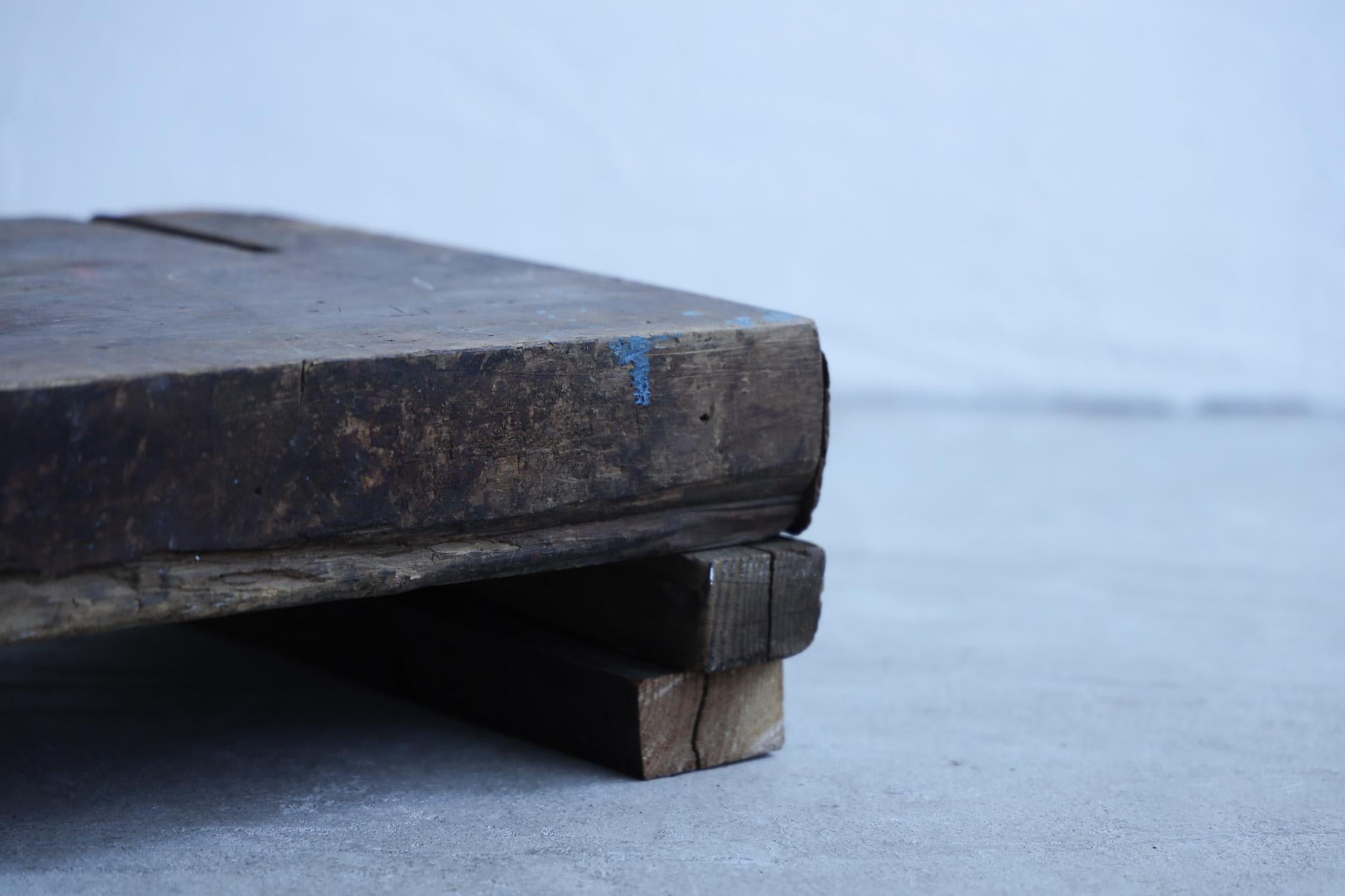 Hand-Crafted Wooden Low Table, Japanese Antique, Wabi-Sabi, Mingei For Sale