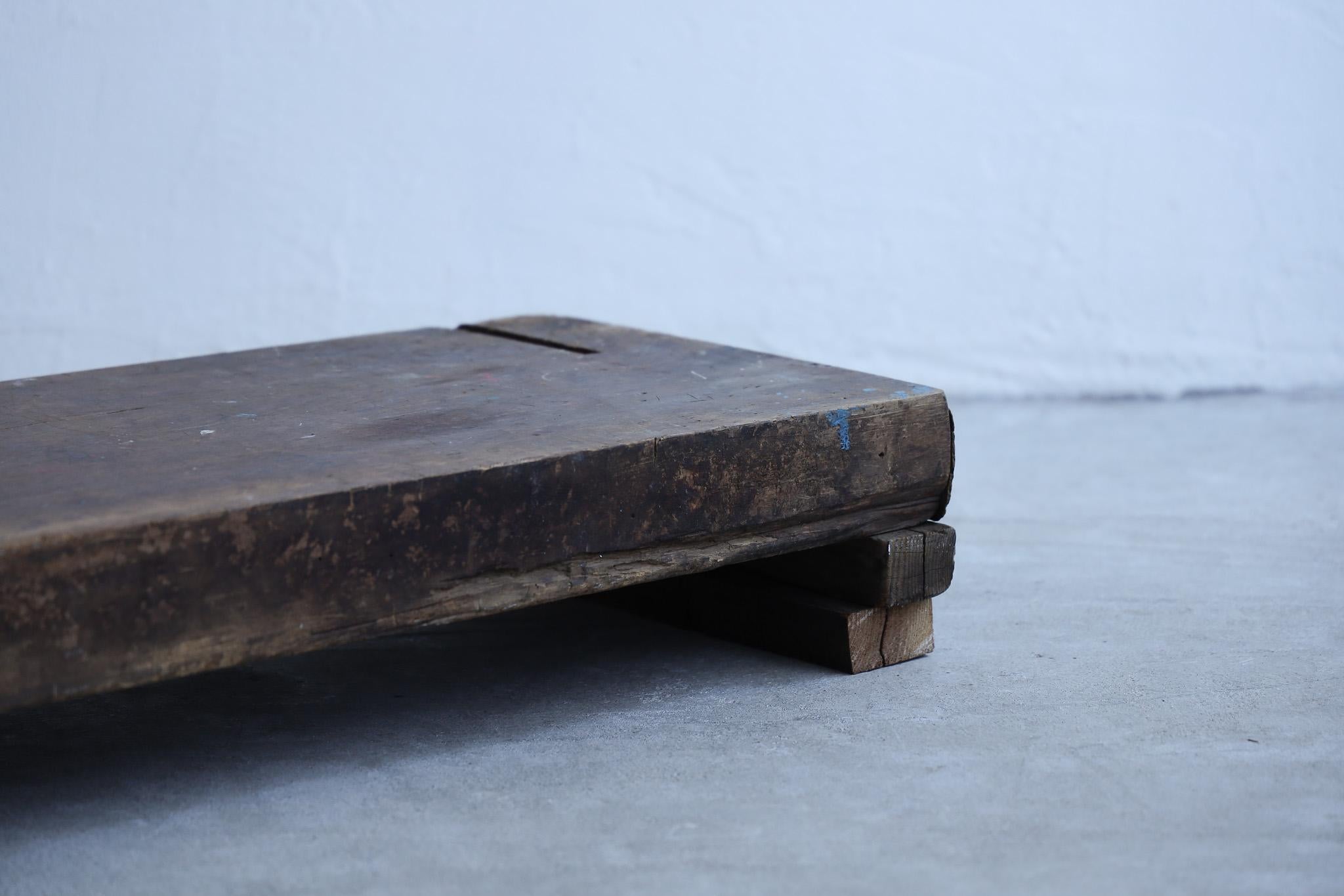 20th Century Wooden Low Table, Japanese Antique, Wabi-Sabi, Mingei For Sale
