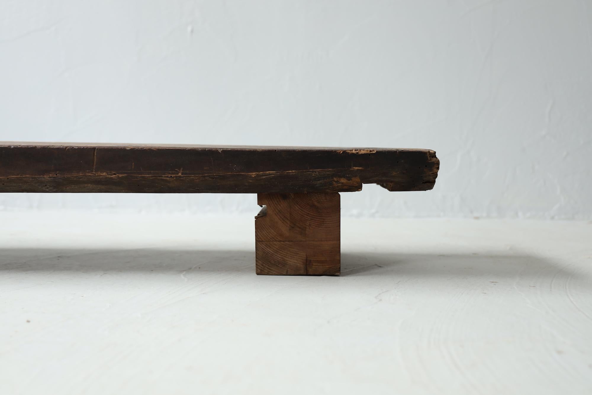 20th Century Wooden Low Table, Japanese Antique, Wabi-Sabi, Mingei For Sale