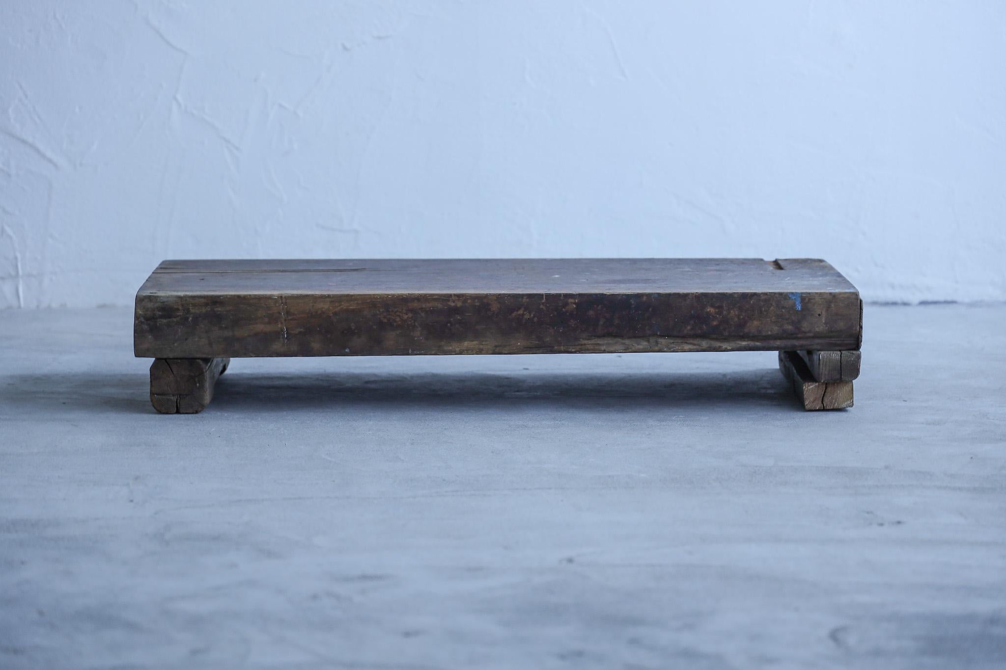 Wooden Low Table, Japanese Antique, Wabi-Sabi, Mingei For Sale 1