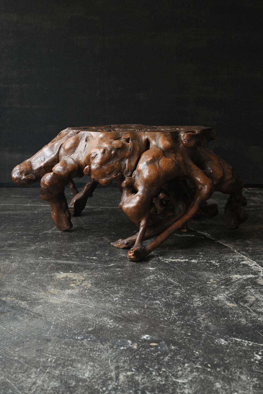 Table basse en bois fabriquée à partir des racines d'un vieil arbre japonais /  Table de canapé en vente 3