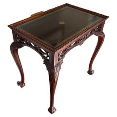 Wooden Maitland Smith Occasional Side Table with Leather Top