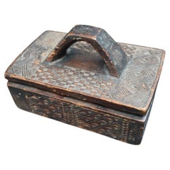 De madera  Caja de maquillaje de la tribu kuba, Dr Congo, finales del siglo XIX