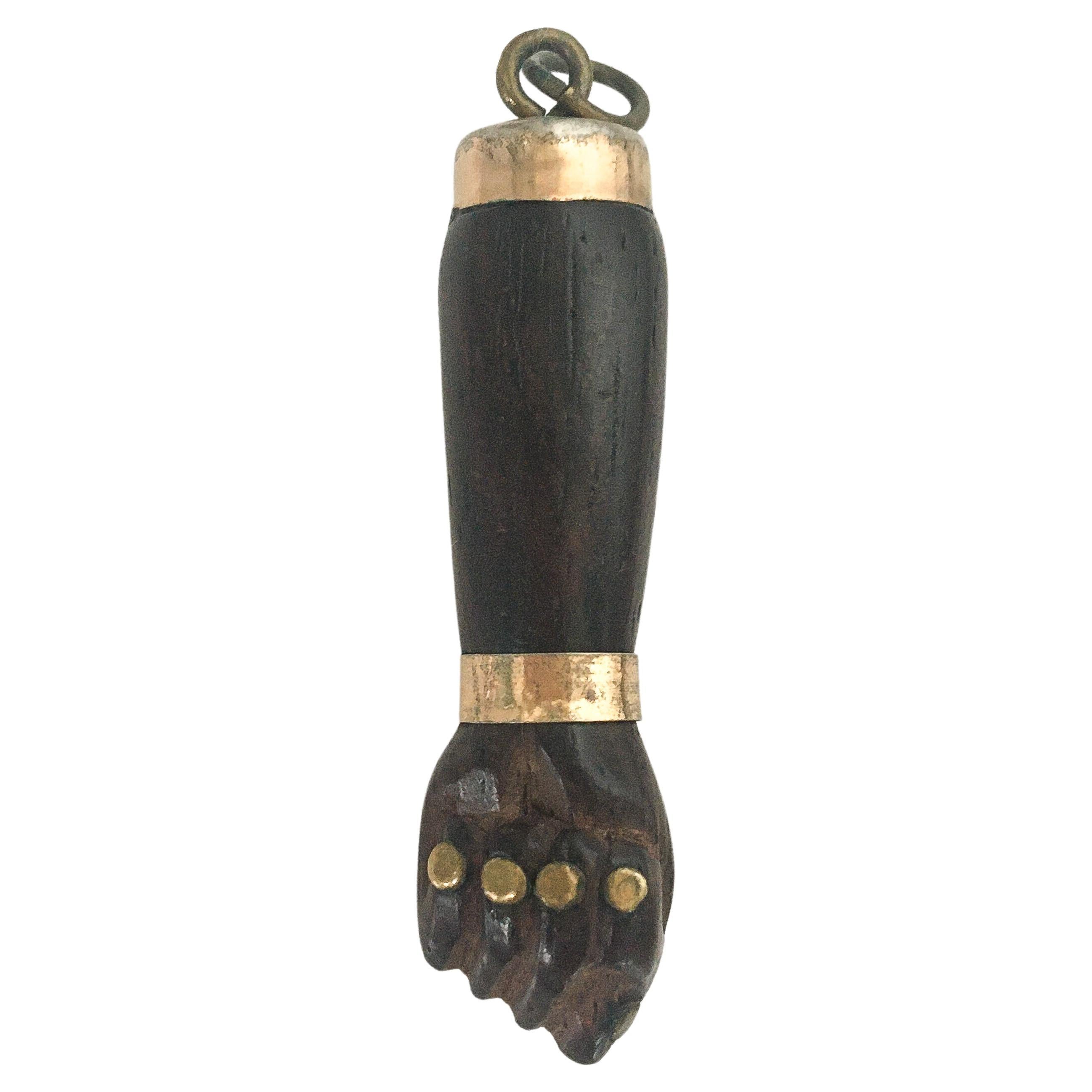 Vintage Wooden Mano Figa Hand Charm Pendant