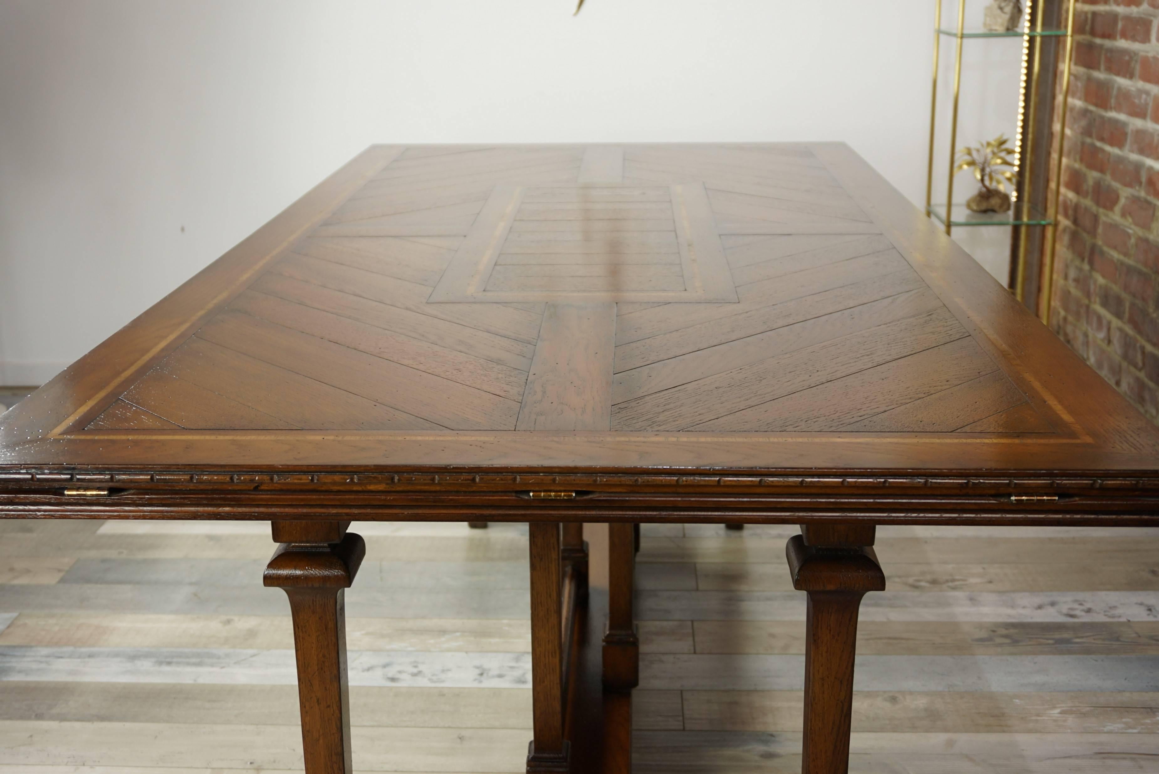 Neoclassical Revival Wooden Marquetry Modular Dining Table