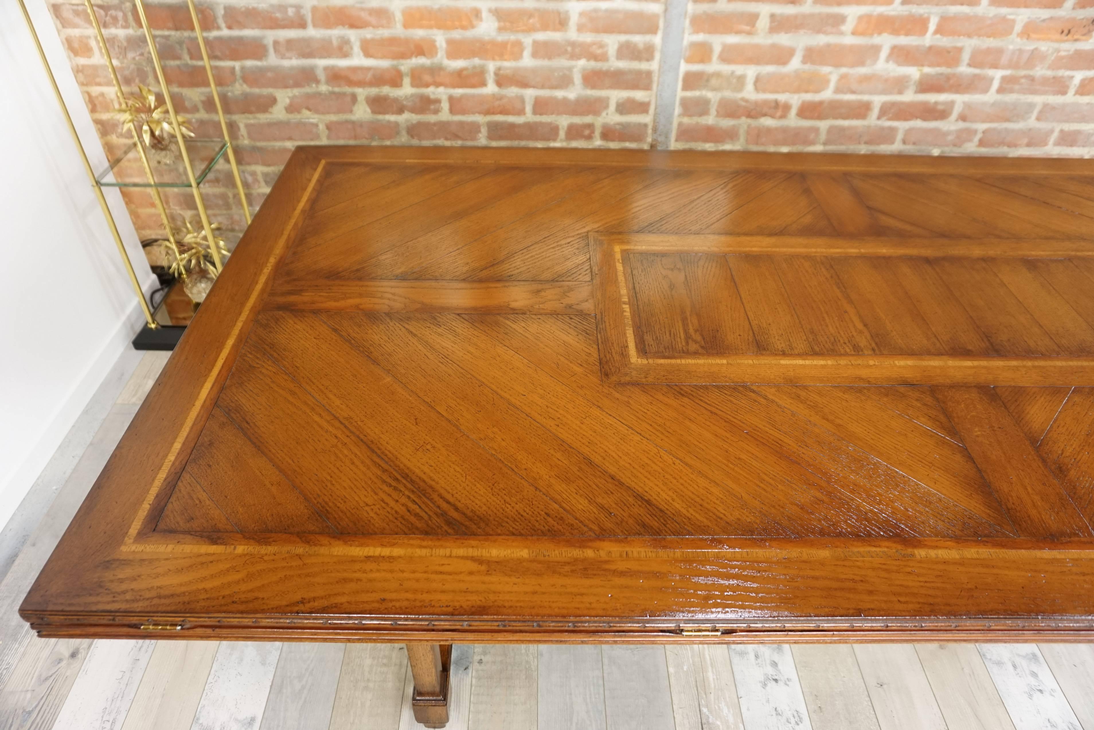 Wooden Marquetry Modular Dining Table In Excellent Condition In Tourcoing, FR