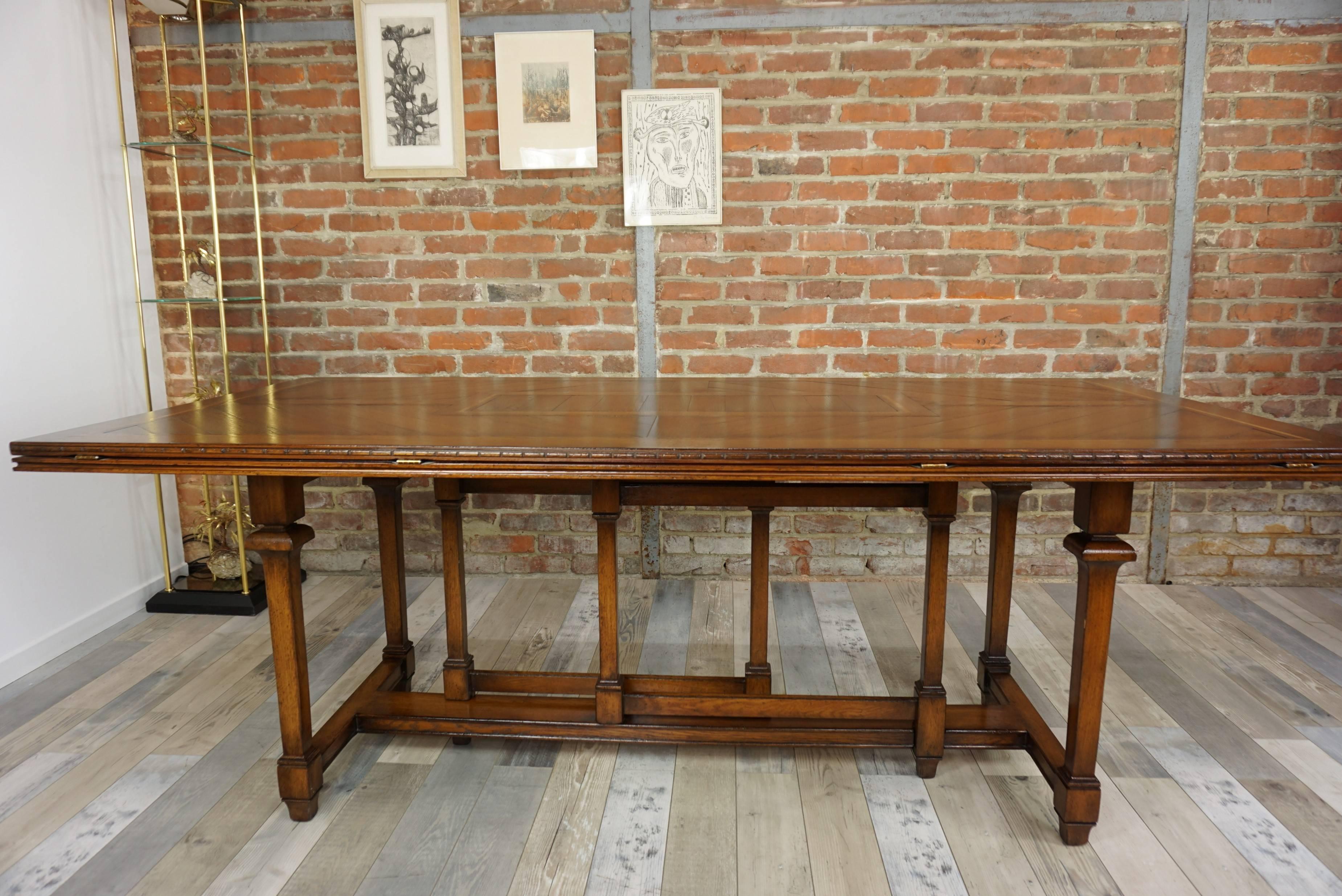 20th Century Wooden Marquetry Modular Dining Table