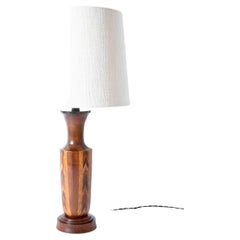 Vintage Wooden marquetry table lamp, 1960s