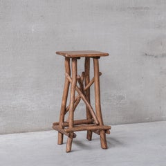 Wooden Midcentury Bar Stool or Sculpture Pedestal in Adirondack Style '6 Availa'