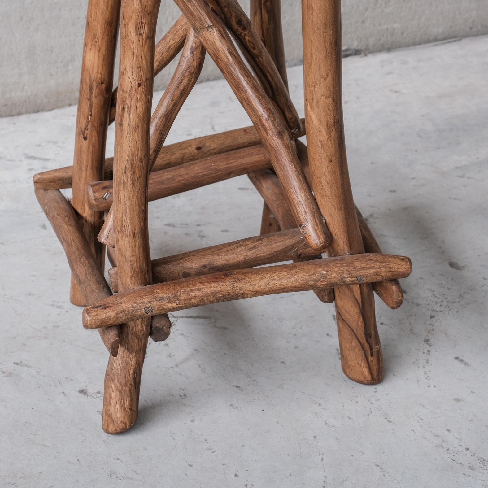 20th Century Wooden Midcentury Bar Stool or Sculpture Pedestal in Adirondack Style '6 Availa' For Sale