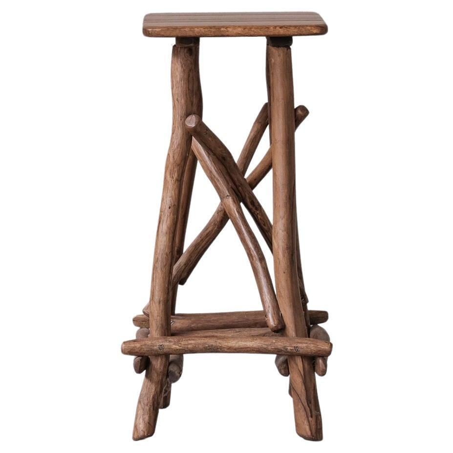 Wooden Midcentury Bar Stool or Sculpture Pedestal in Adirondack Style '6 Availa' For Sale